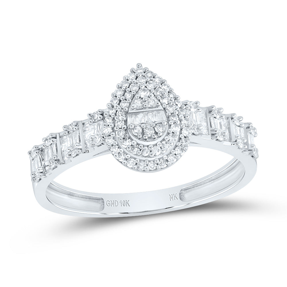 1/2Ctw-Nat Dia Nk Fashion Pear Ladies Ring  (2.15 grams)