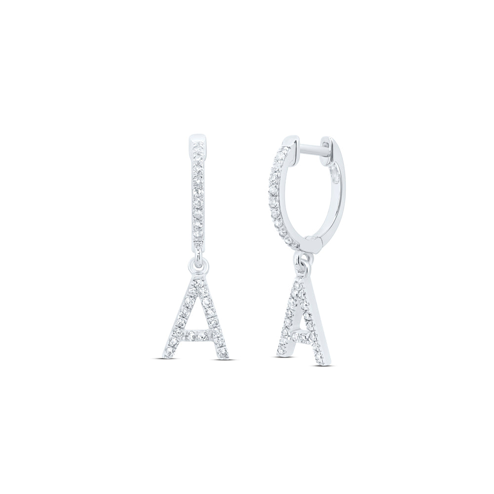 10Kt Gold 1/5Ctw-Dia Nk Gift Initial A" Dangling Earring"