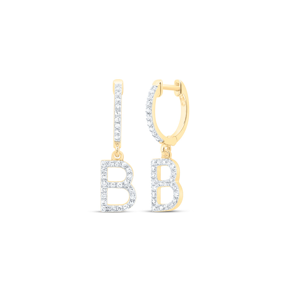 10Kt Gold 1/4Ctw-Dia Nk Gift Initial B" Dangling Earring"