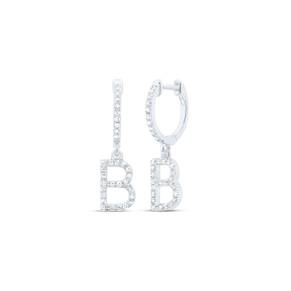 10Kt Gold 1/4Ctw-Dia Nk Gift Initial B"Dangling Earring"