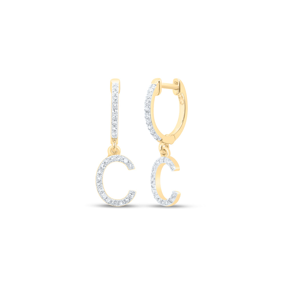 10Kt Gold 1/5Ctw-Dia Nk Gift Initial C" Dangling Earring"