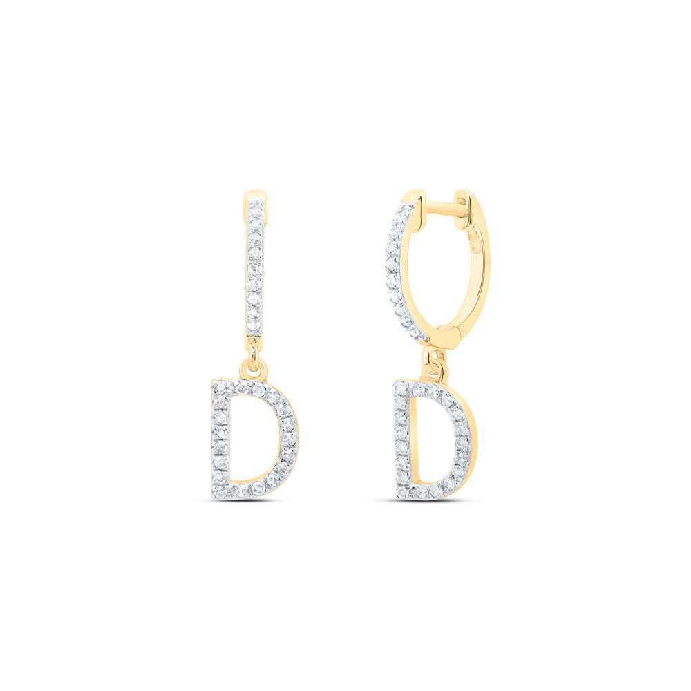 10Kt Gold 1/4Ctw-Dia Nk Gift Initial D" Dangling Earring"