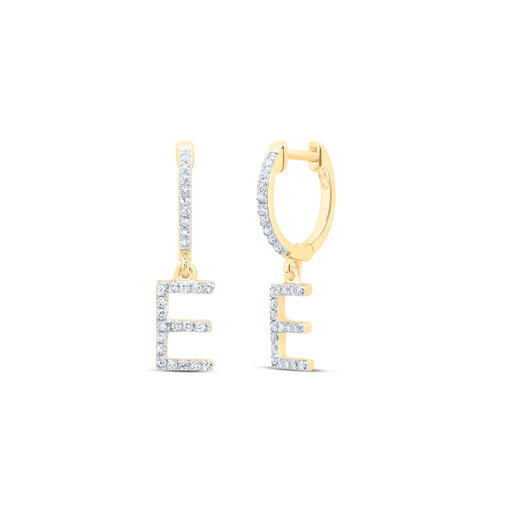 10Kt Gold 1/5Ctw-Dia Nk Gift Initial E" Dangling Earring"