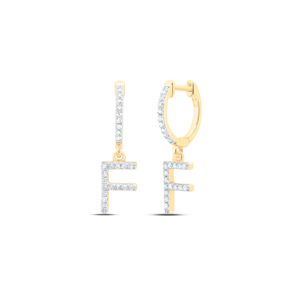 10Kt Gold 1/5Ctw-Dia Nk Gift Initial F" Dangling Earring"