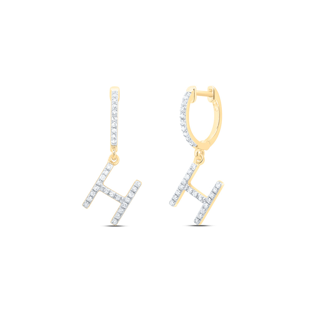 10Kt Gold 1/5Ctw-Dia Nk Gift Initial H" Dangling Earring"