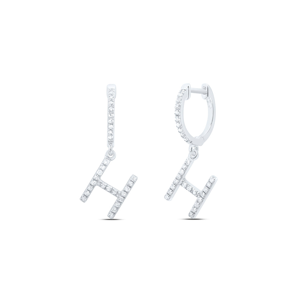 10Kt Gold 1/5Ctw-Dia Nk Gift Initial H" Dangling Earring"