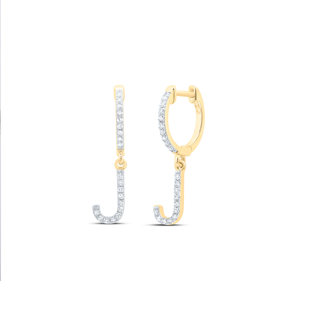 10Kt Gold 1/6Ctw-Dia Nk Gift Initial J" Dangling Earring"