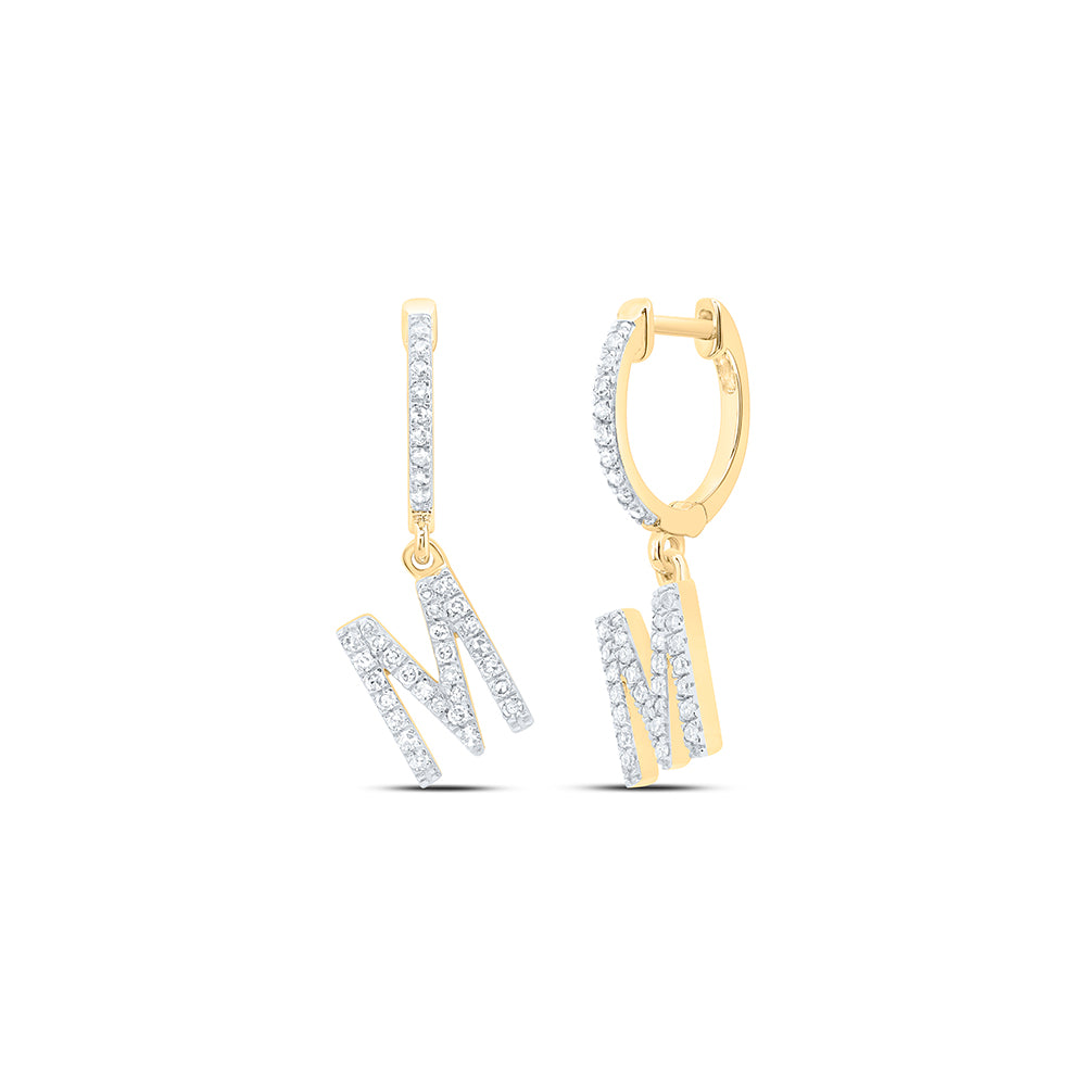 10Kt Gold 1/3Ctw-Dia Nk Gift Initial M" Dangling Earring"