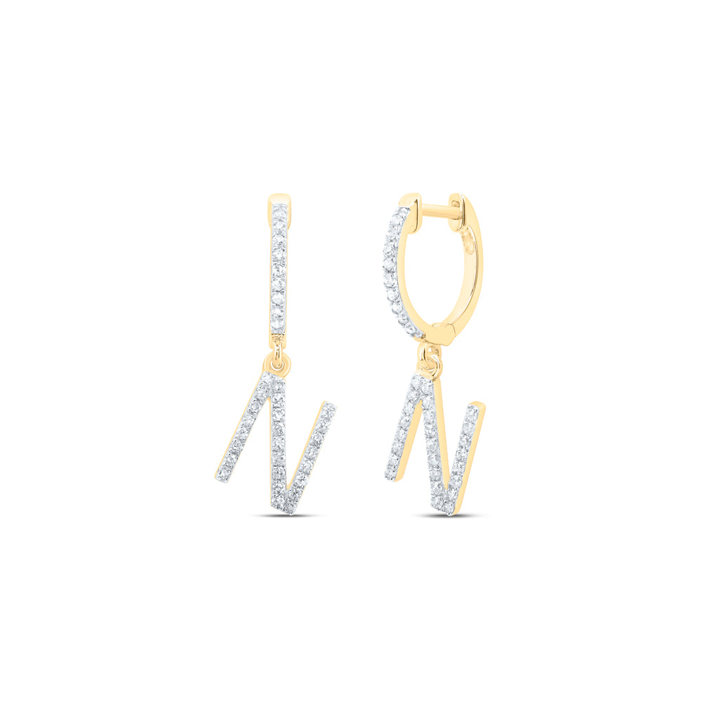 10Kt Gold 1/4Ctw-Dia Nk Gift Initial N" Dangling Earring"