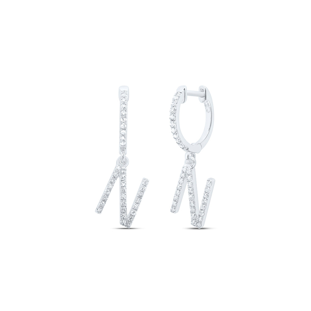 10Kt Gold 1/4Ctw-Dia Nk Gift Initial N" Dangling Earring"