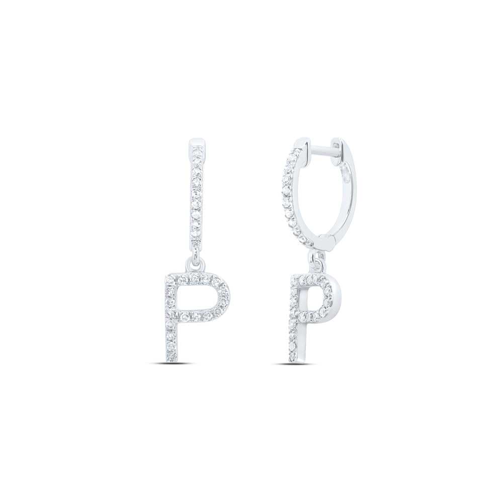 10Kt Gold 1/5Ctw-Dia Nk Gift Initial P" Dangling Earring"