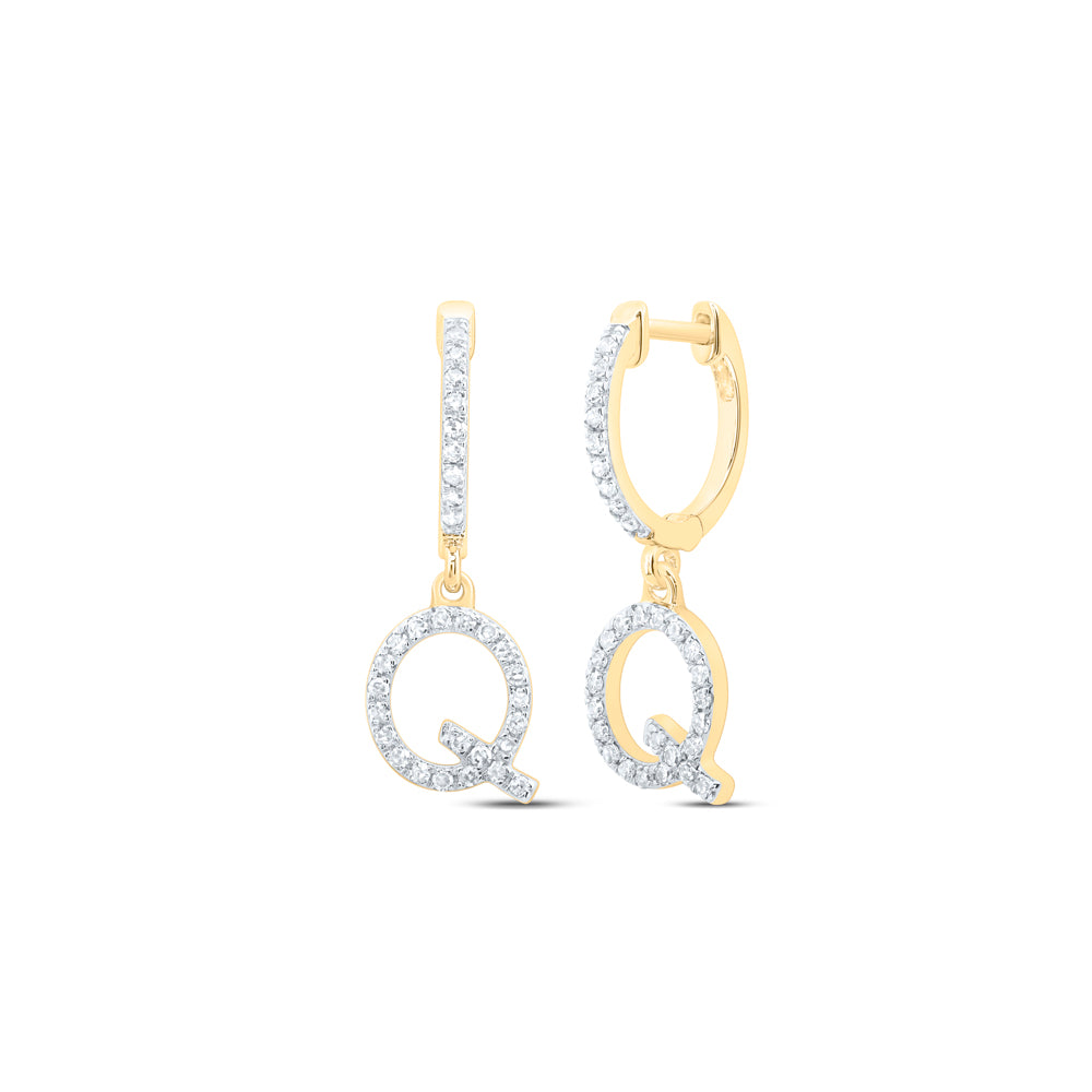 10Kt Gold 1/4Ctw-Dia Nk Gift Initial Q" Dangling Earring"