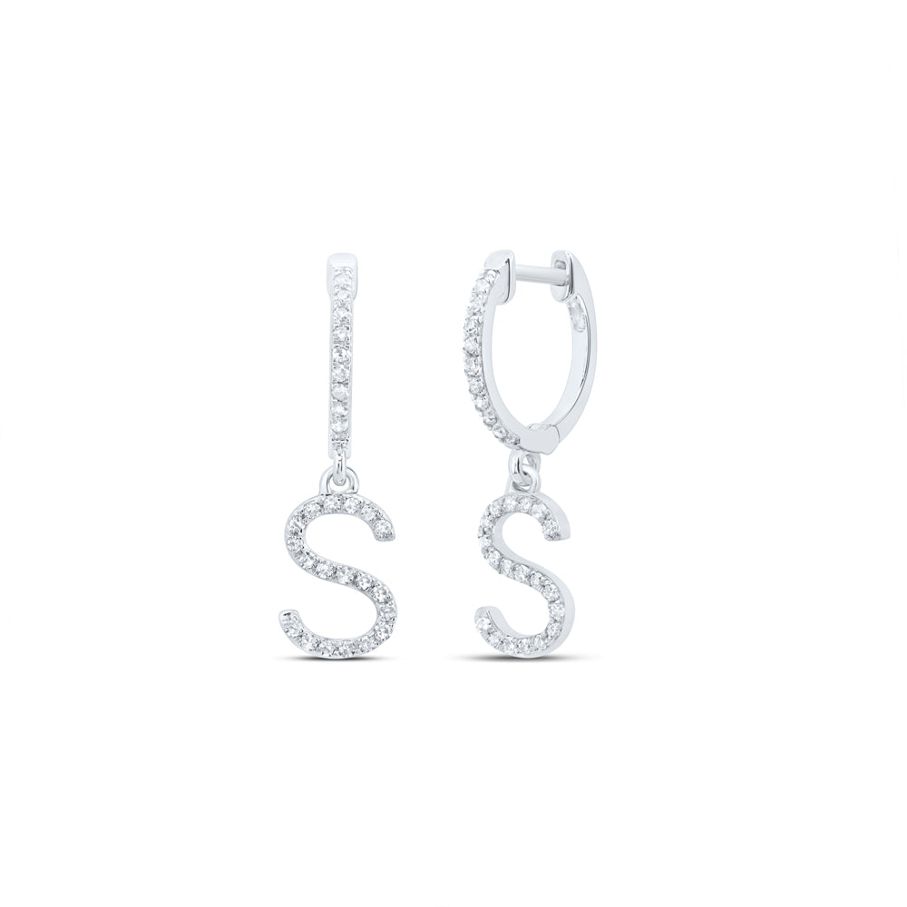 10Kt Gold 1/5Ctw-Dia Nk Gift Initial S" Dangling Earring"