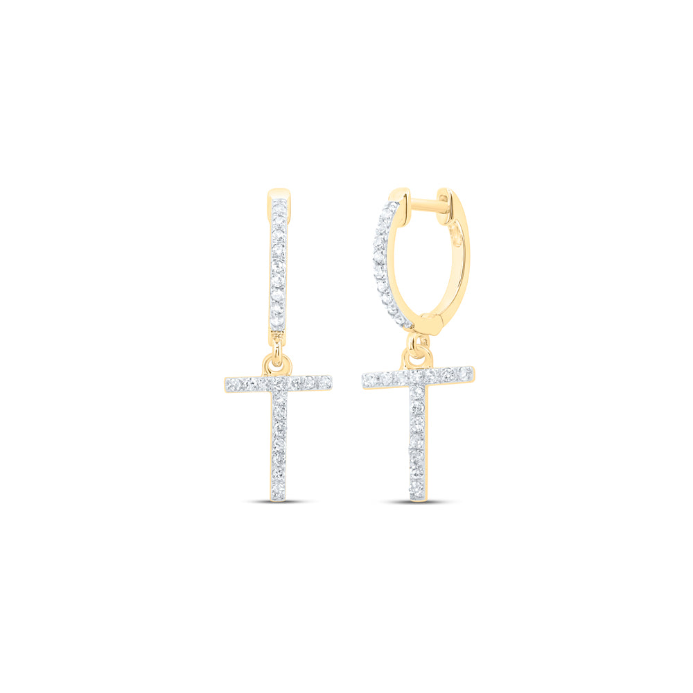 10Kt Gold 1/5Ctw-Dia Nk Gift Initial T" Dangling Earring"