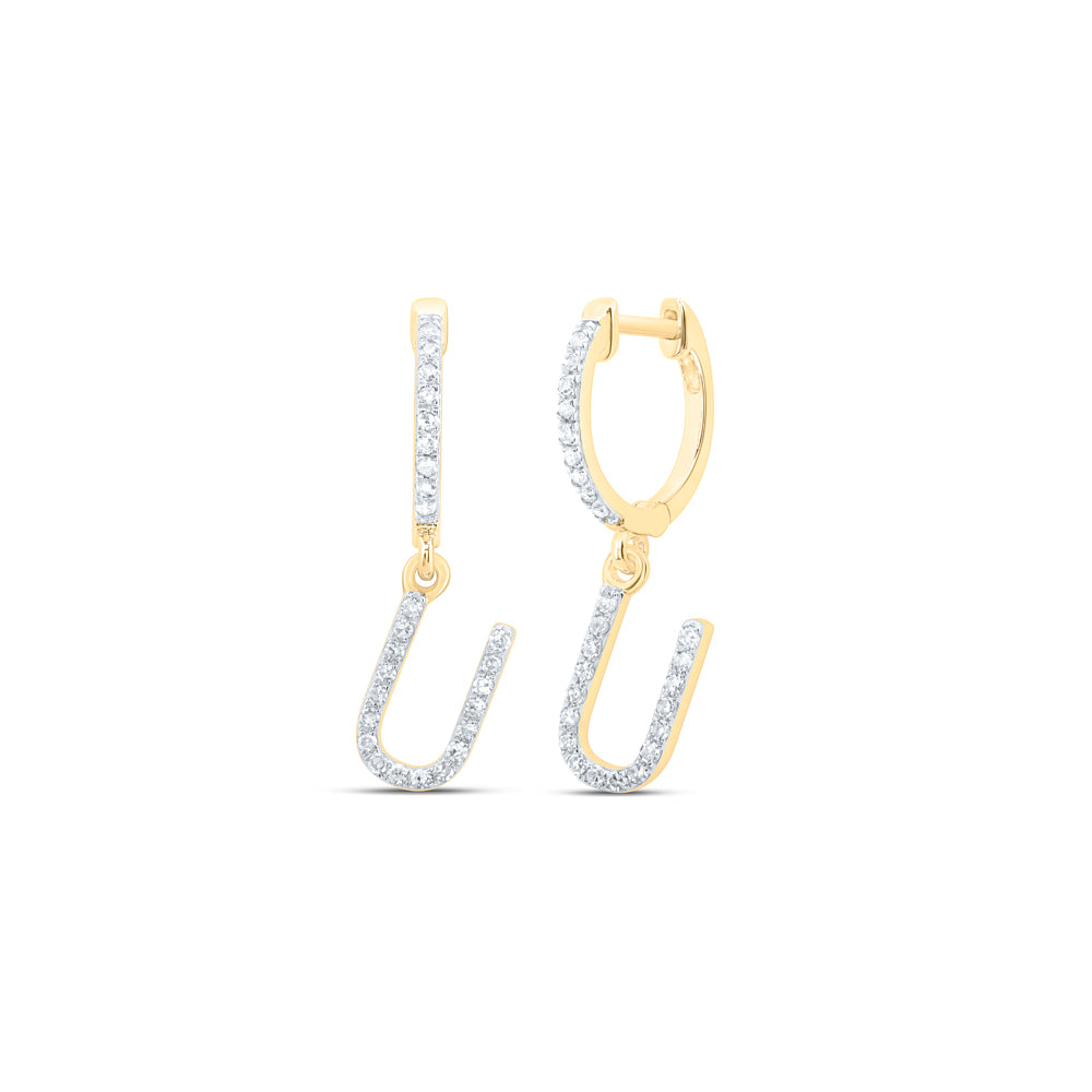 10Kt Gold 1/5Ctw-Dia Nk Gift Initial U" Dangling Earring"