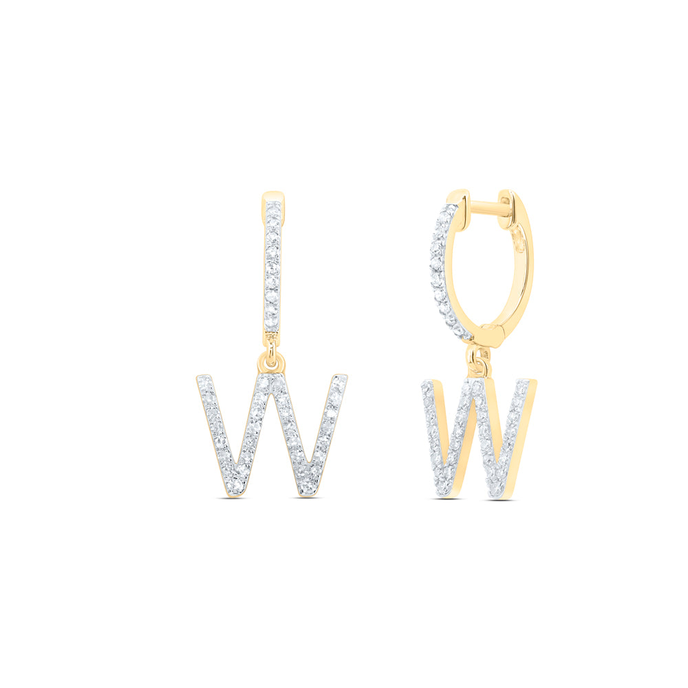 10Kt Gold 1/3Ctw-Dia Nk Gift Initial W" Dangling Earring"