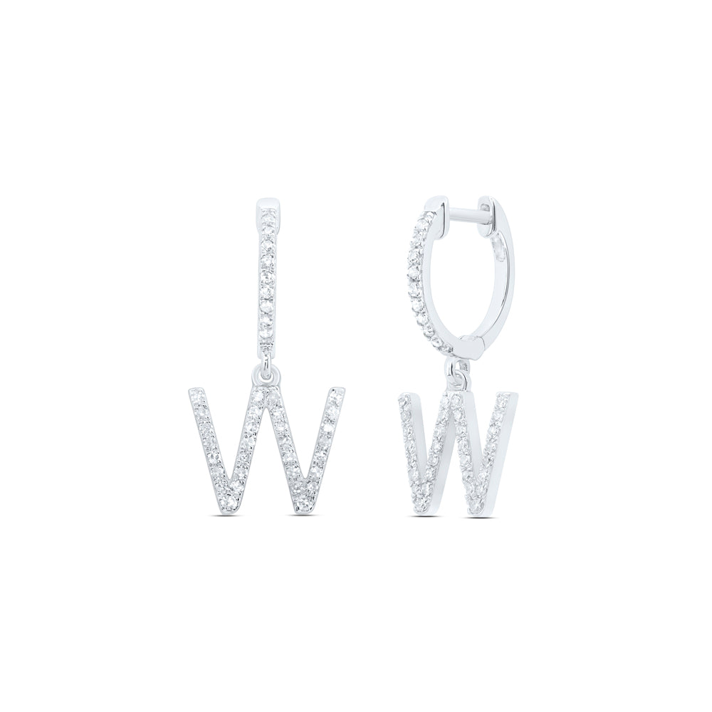 10Kt Gold 1/3Ctw-Dia Nk Gift Initial W" Dangling Earring"