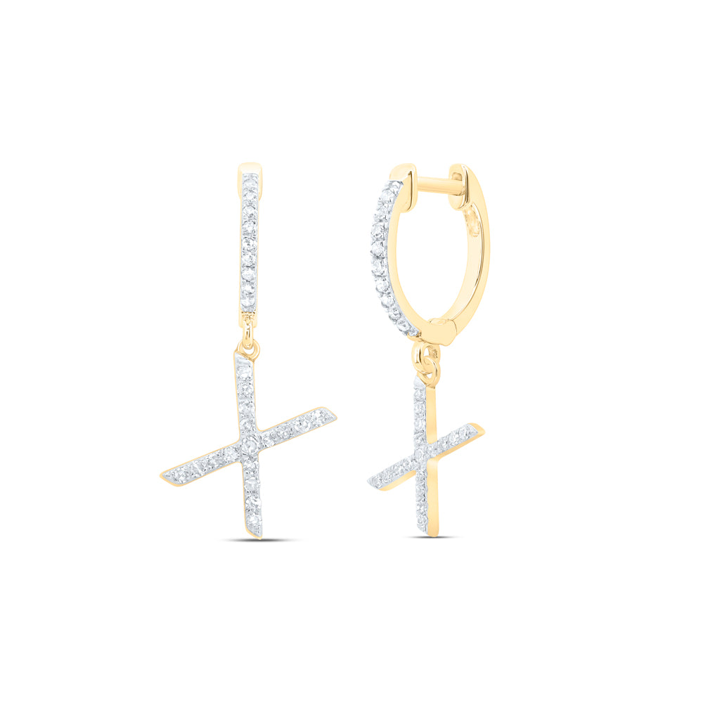 10Kt Gold 1/5Ctw-Dia Nk Gift Initial X" Dangling Earring"