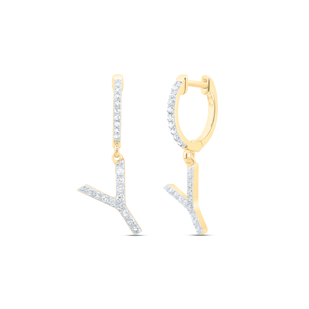 10Kt Gold 1/6Ctw-Dia Nk Gift Initial Y" Dangling Earring"