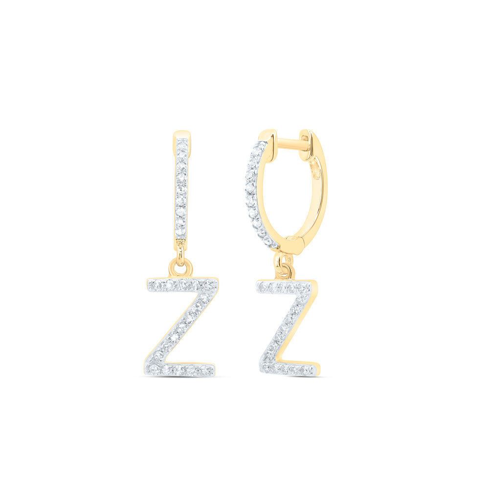 10Kt Gold 1/5Ctw-Dia Nk Gift Initial Z" Dangling Earring"