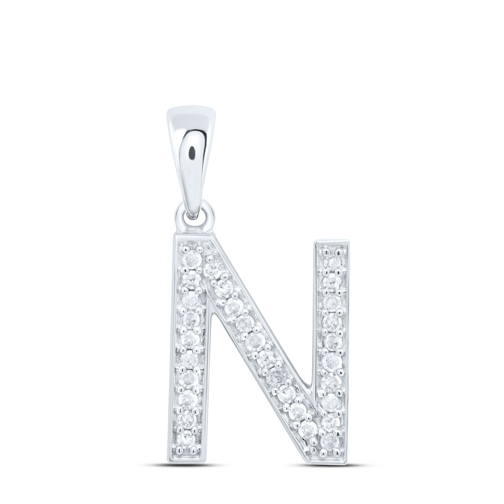 10Kt Gold 1/8Ctw-Dia P1 Gift Initial N" Pendant"