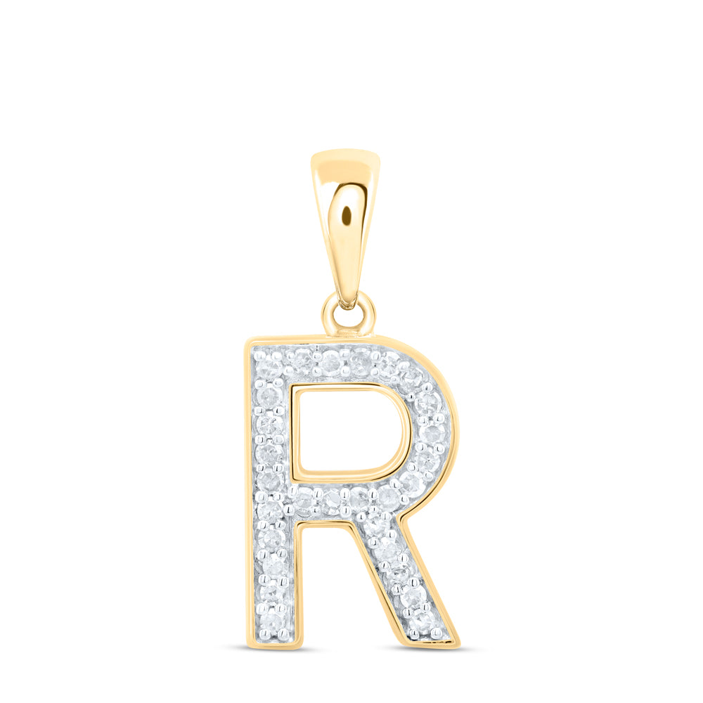 10Kt Gold 1/10Ctw-Dia P1 Gift Initial R" Pendant"