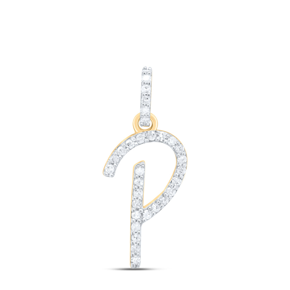 10Kt Gold 1/8Ctw-Dia P1 Gift Initial P" Pendant"