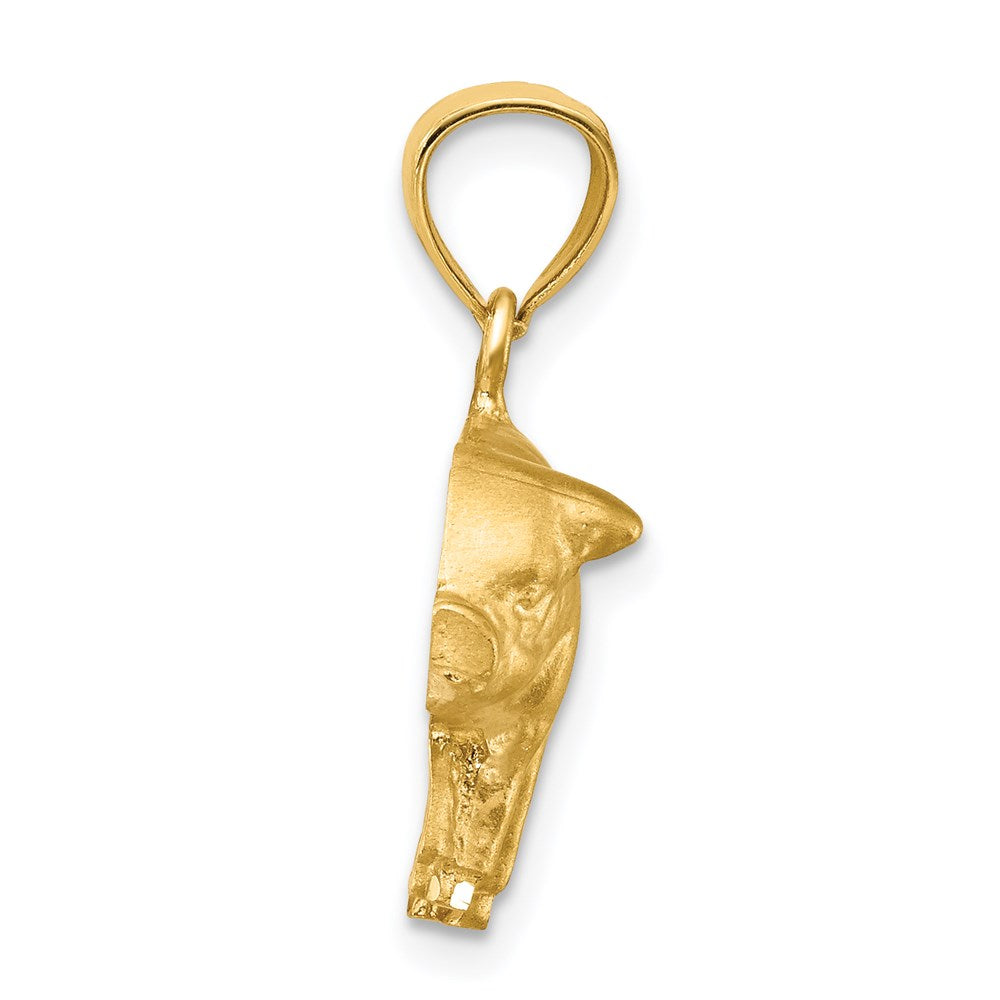 14k Yellow Gold 24.5 mm Diamond-cut Pig Pendant (2.8 grams)