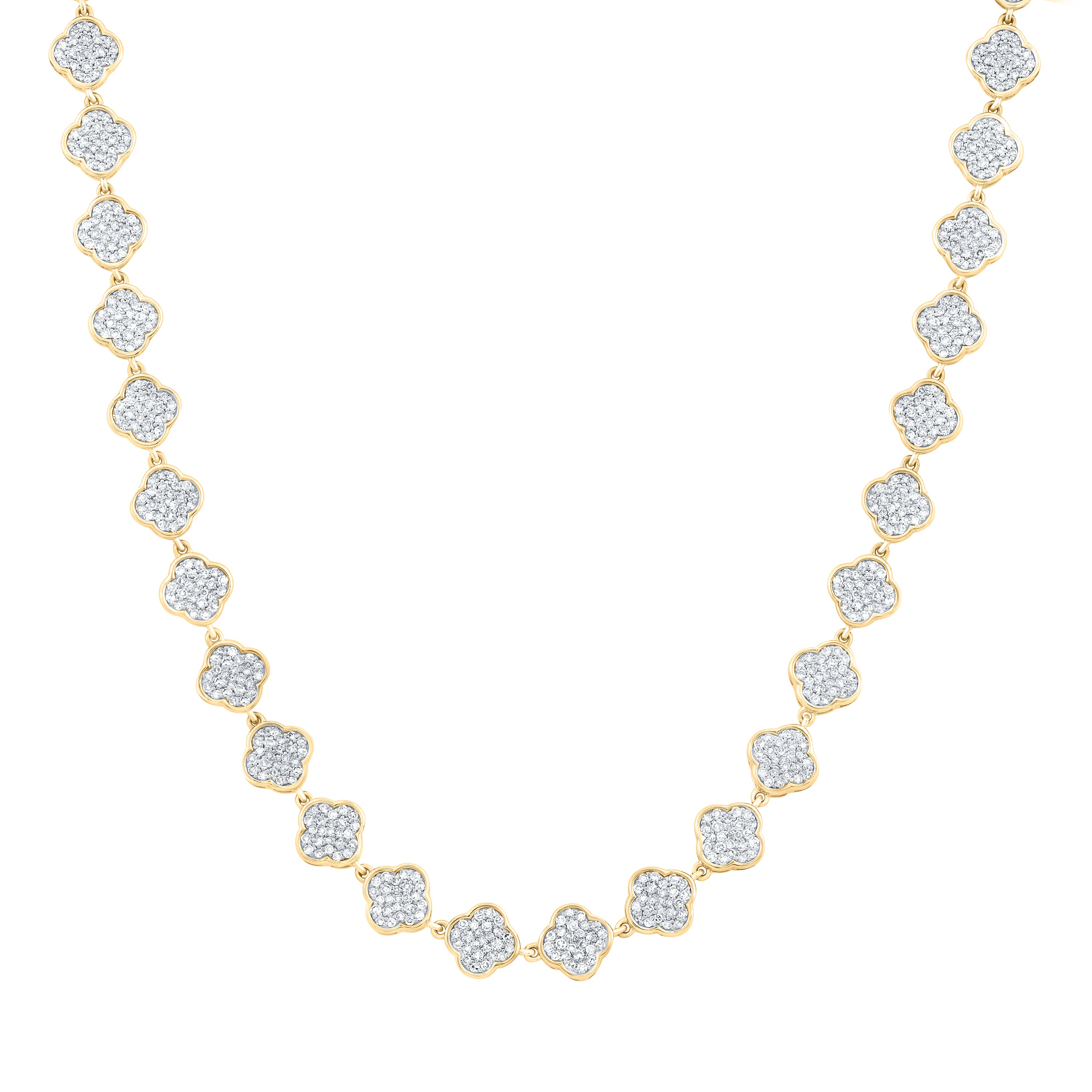 10Kt Gold 4Ctw-Diamond Fashion Clover Necklace (18 Inch)