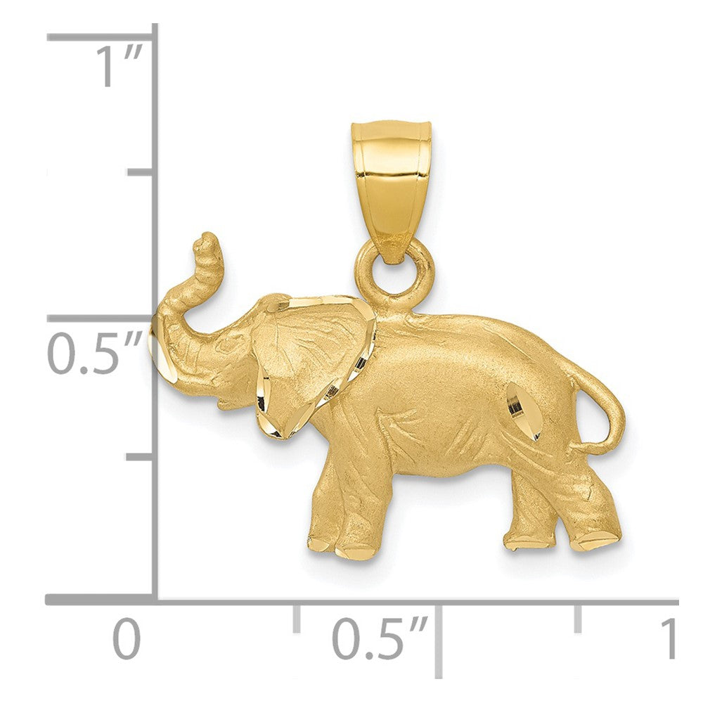 14k Yellow Gold 21 mm Diamond-cut Elephant Pendant (2.3 grams)