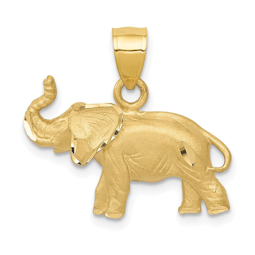 14k Yellow Gold 21 mm Diamond-cut Elephant Pendant (2.3 grams)