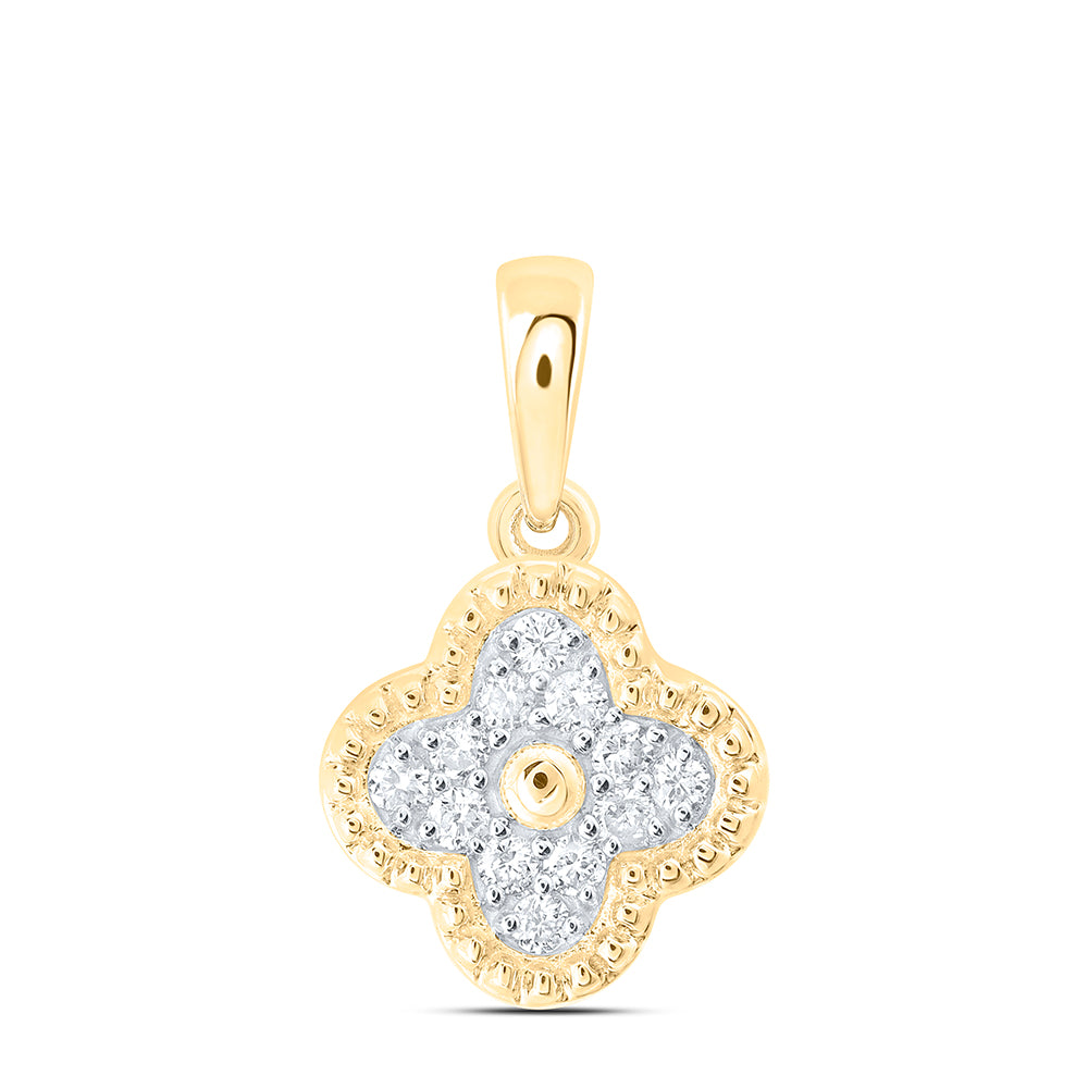 10Kt Gold 1/5Ctw-Dia Cn Fashion Clover Pendant