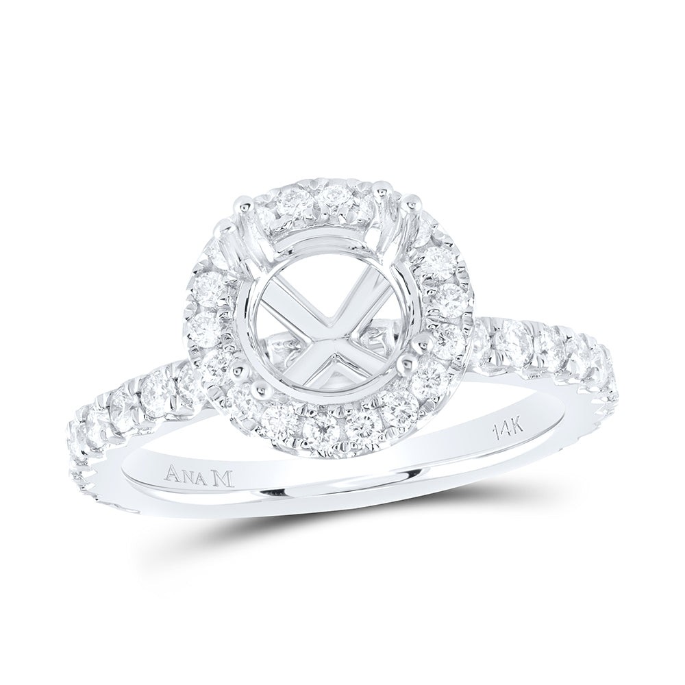 3/4Ctw-Nat Dia Ana M 1 1/2Ct-Crd Semi-Mount Single Halo Engagement Ring (4.65 grams)