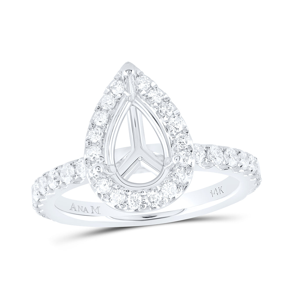 3/4Ctw-Nat Dia Ana M 1 1/2Ct-Cps Semi-Mount Single Halo Engagement Ring (4.69 grams)