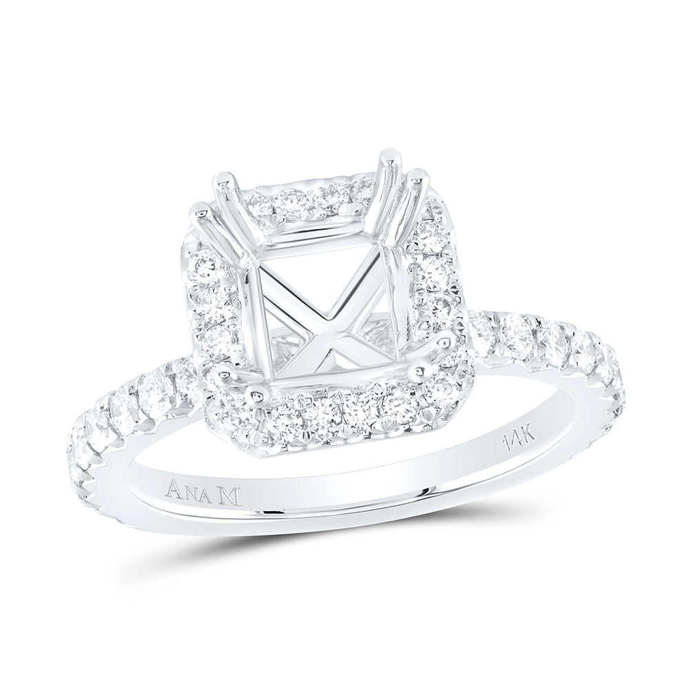 3/4Ctw-Nat Dia Ana M 1 1/2Ct-Cpc Semi-Mount Single Halo Engagement Ring (4.8 grams)