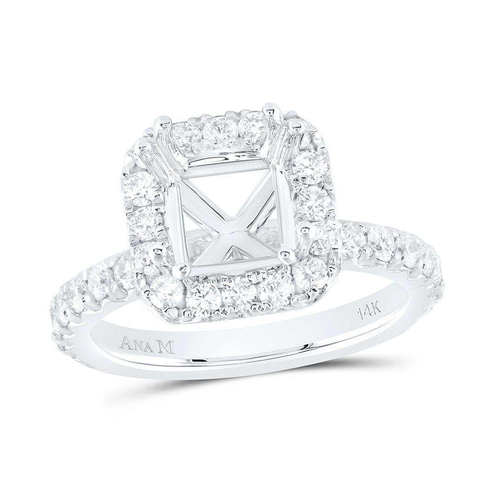 1Ctw-Nat Dia Ana M 2Ct-Cpc Semi-Mount Single Halo Engagement Ring (5.58 grams)