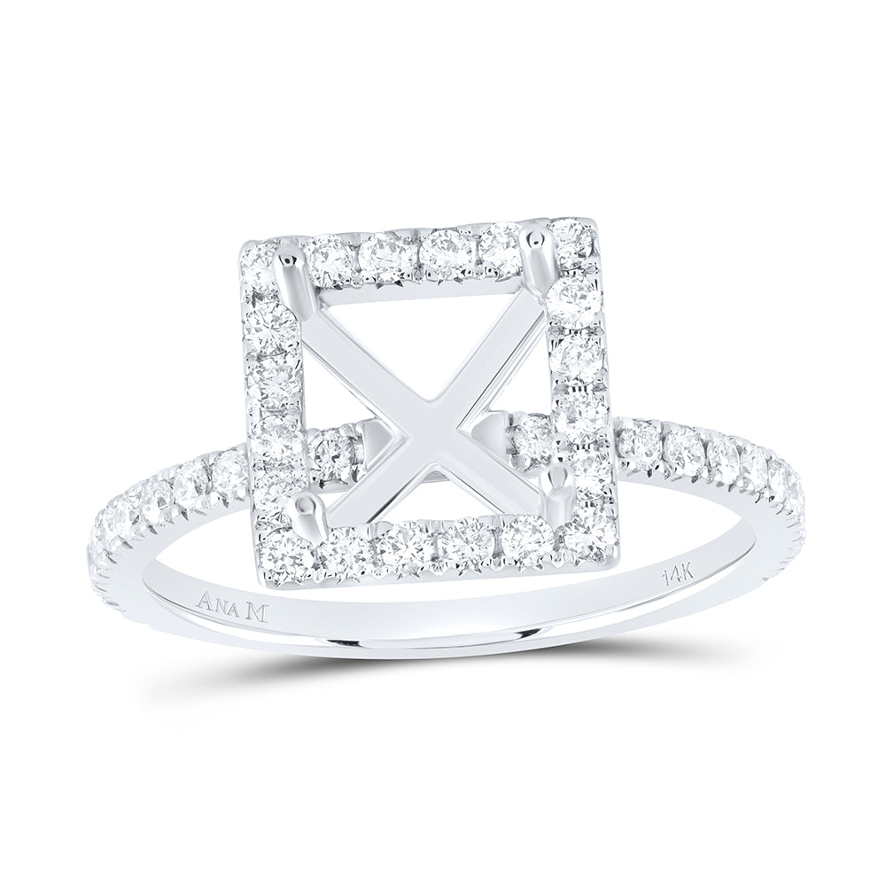 5/8Ctw-Nat Dia Ana M  2Ct-Cpc Semi-Mount Single Halo Bridal Ring (2.73 grams)