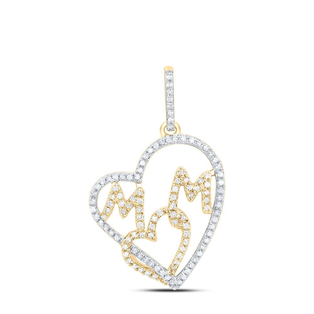 10Kt Gold 1/3Ctw-Dia P3 Gift ? Heart Mom" Pendant"