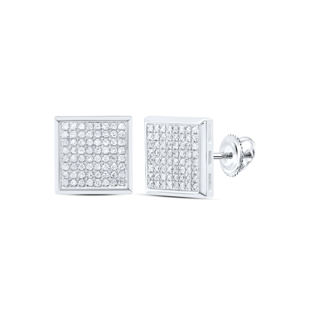 10Kt Gold 1/2 Ctw Dia P3 Micro-Pave Square Earrings