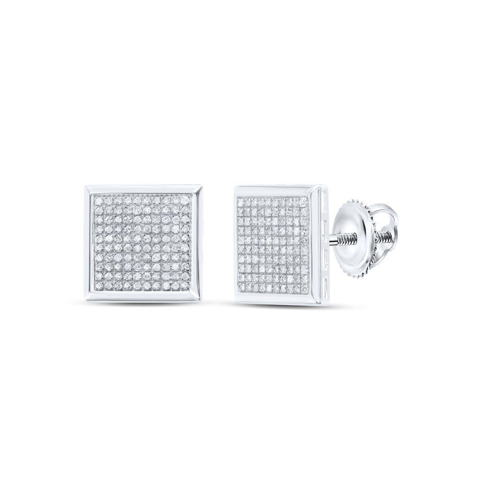 10Kt Gold 1.00 Ctw Dia P3 Micro-Pave Square Earrings