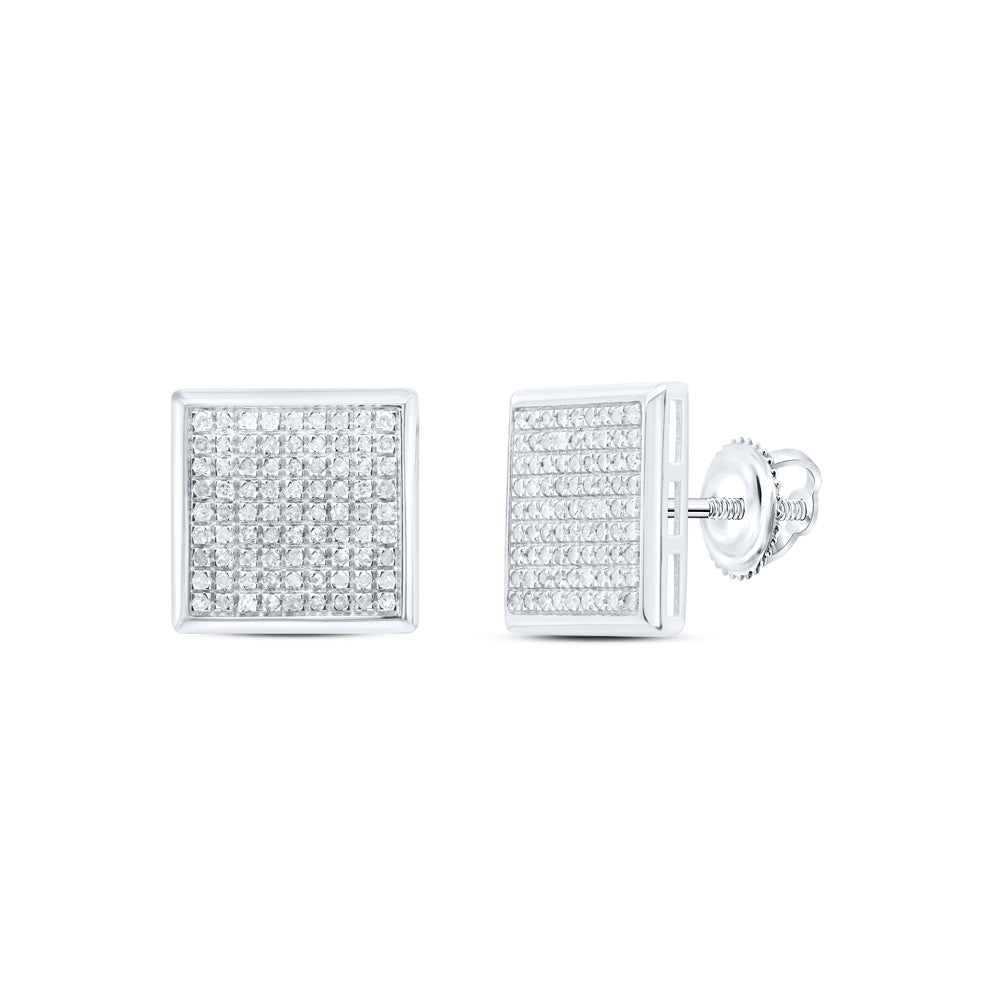 10Kt Gold 5/8Ctw Dia P3 Micro-Pave Square Earrings