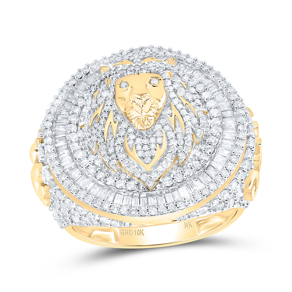 3 Ctw-Nat Dia Nk Lion Face Mens Ring (12.35 grams)