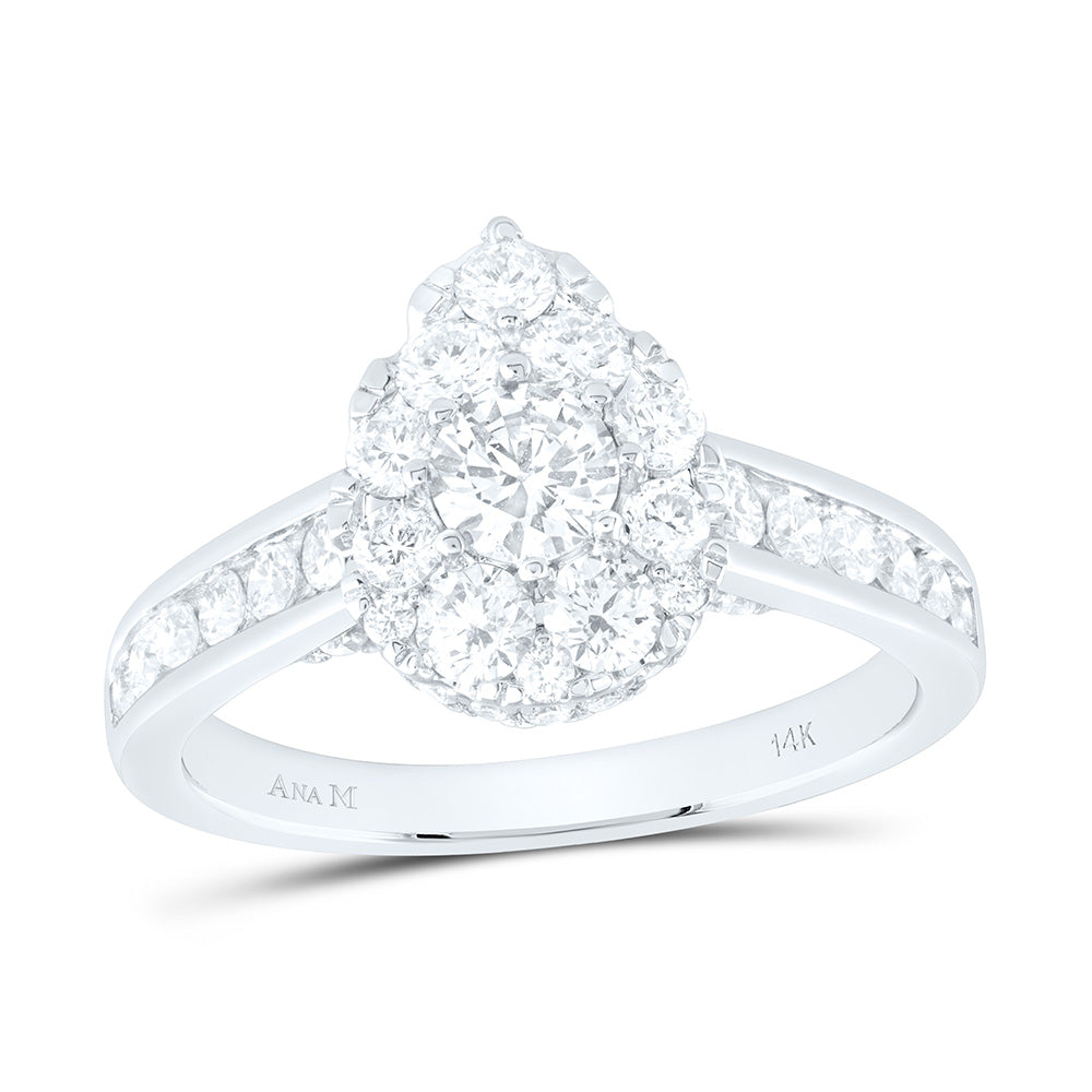 1 1/2Ctw-Nat Dia Ana M 1/3Ct-Crd Pear Engagement Ring (4.3 grams)