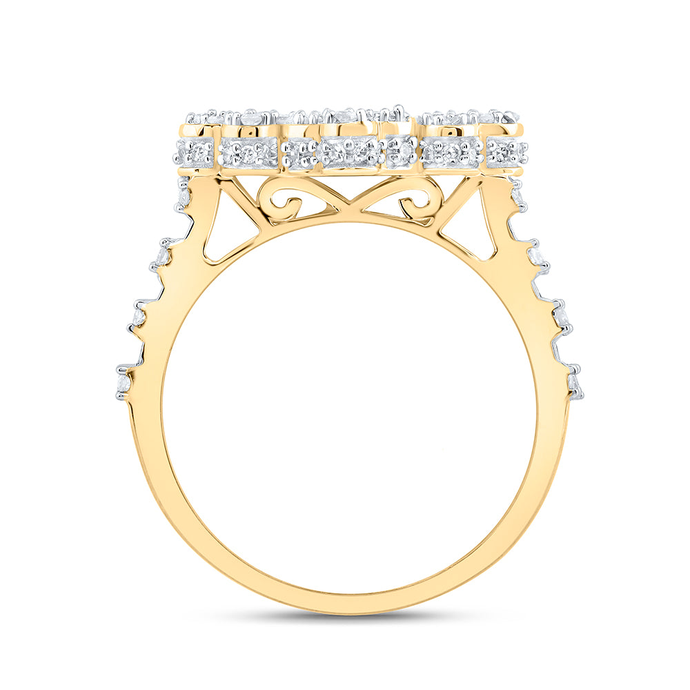 7/8Ctw-Nat Dia Nk Fashion Cross Ladies Ring (3.82 grams)