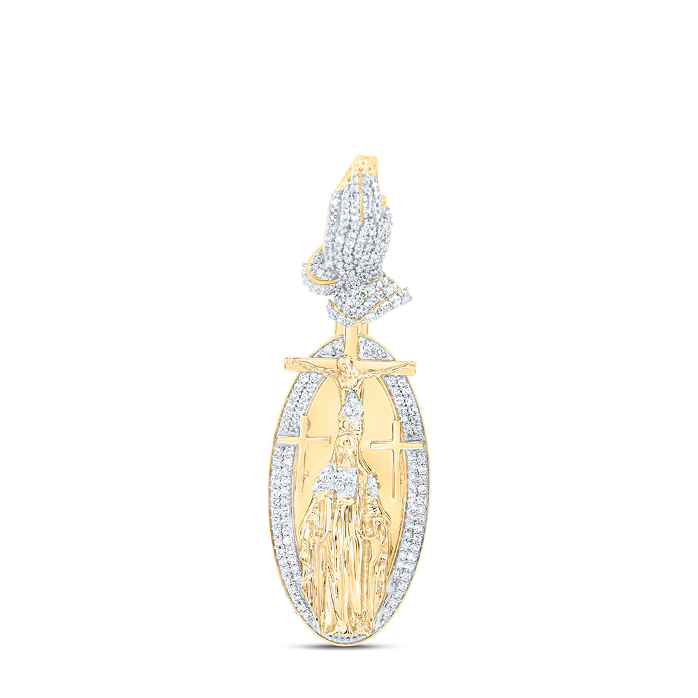 10Kt Gold 3/4Ctw-Dia Nk Fashion Praying Hand Cross Pendant