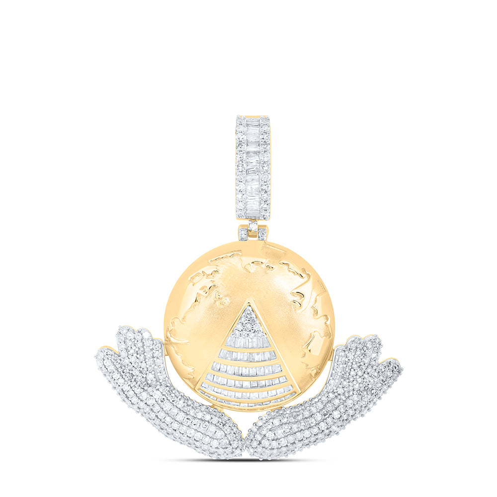 10Kt Gold 2Ctw-Dia Nk World Map Mens Charm