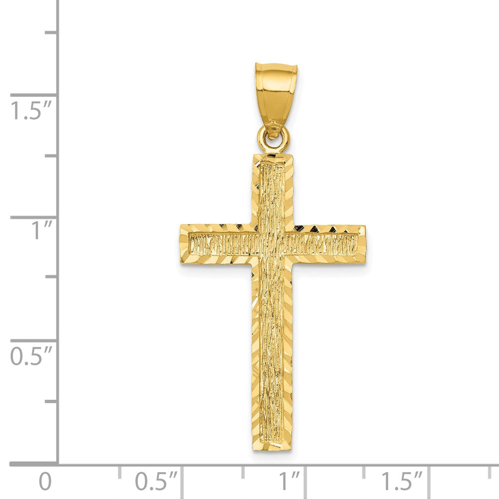 14k Yellow Gold 19.5 mm Diamond-cut Cross Pendant (2.15 grams)