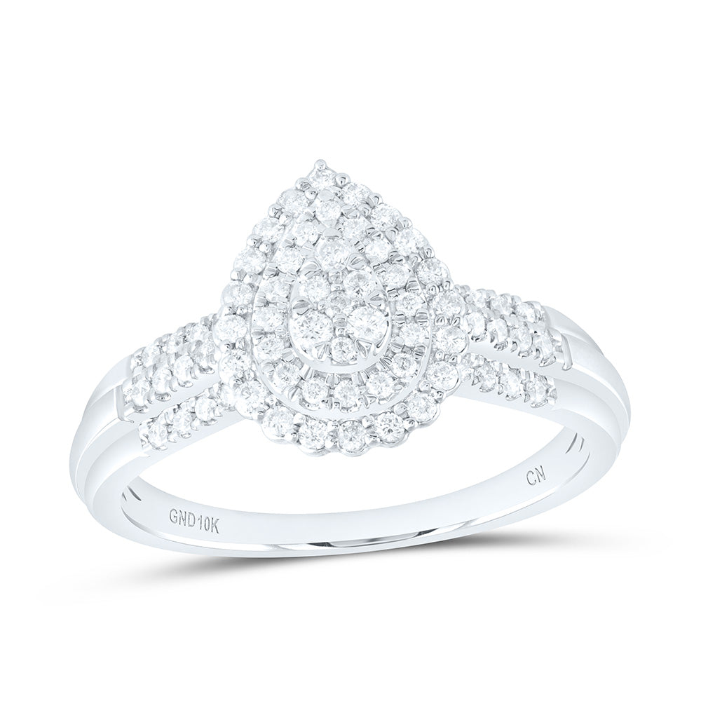 1/3Ctw-Nat Dia Cn Pear Double Halo Bridal Ring (3.27 grams)