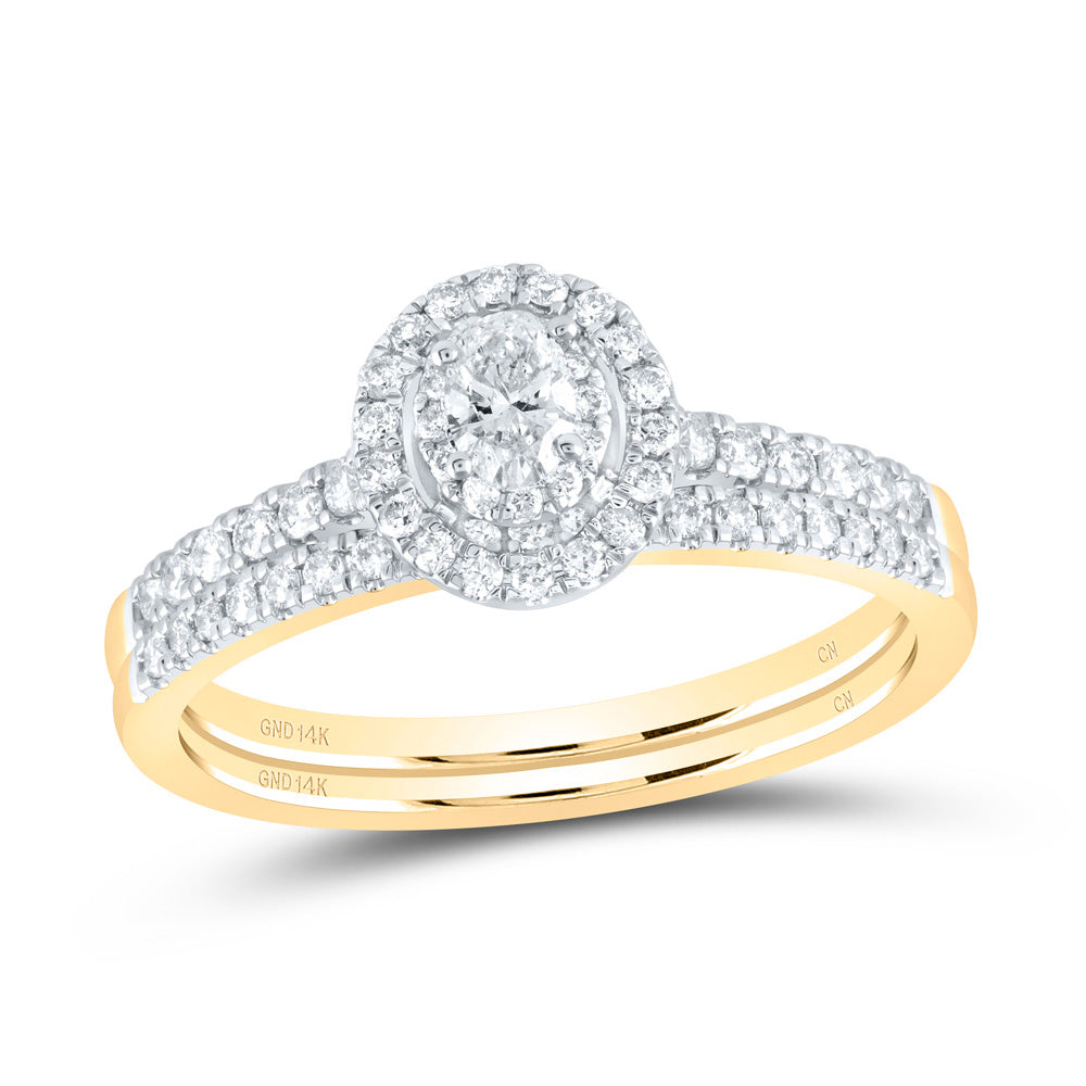 1/2Ctw-Nat Dia Cn Oval Double Halo Bridal Set (3.91 grams)