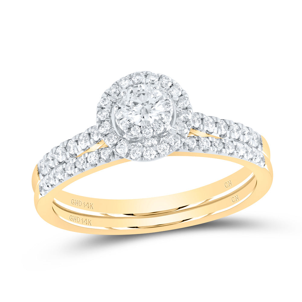 1/2Ctw-Nat Dia Cn Round Double Halo Bridal Set (3.68 grams)